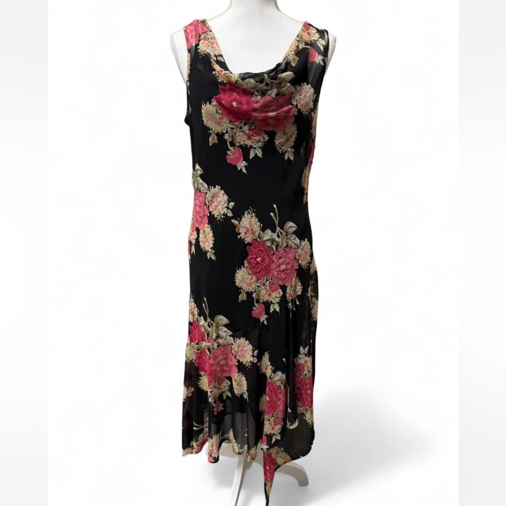 Connected Apparel Black Floral Dress